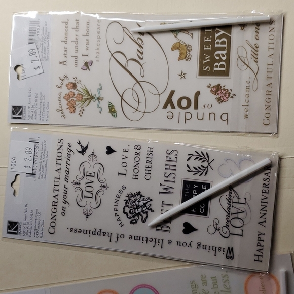 5/$25 Rub On Transfers Card Making Baby Love Congrats Friendship - Picture 2 of 4